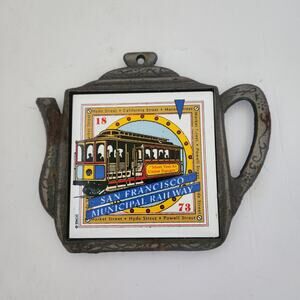 Vintage San Fransico ceramic tile, iron trivet souvenir